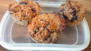 Strawberry cream & blueberry coconut protein muffins - ready to eat!